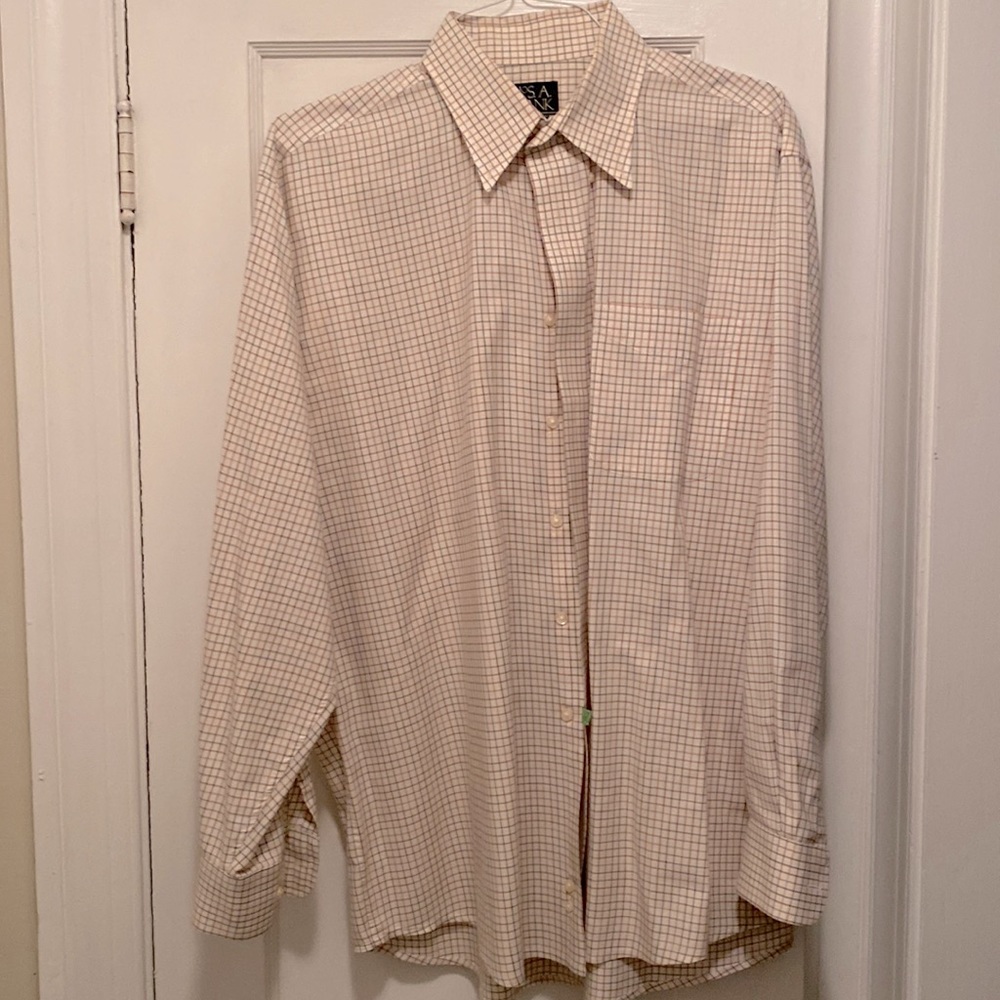 Jos A Bank Cream Button Down Collar Shirt - Large